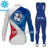 Cykeltrøje Langærmet + Bib Cykelbukser 2017 FDJ N001 Vinter Thermal Fleece